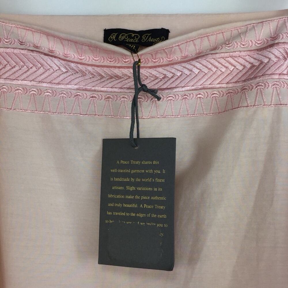A Peace Treaty Pink Cotton Silk Swim Cover Up Dress Embroidered Tent M/L $285 - Picture 4 of 10